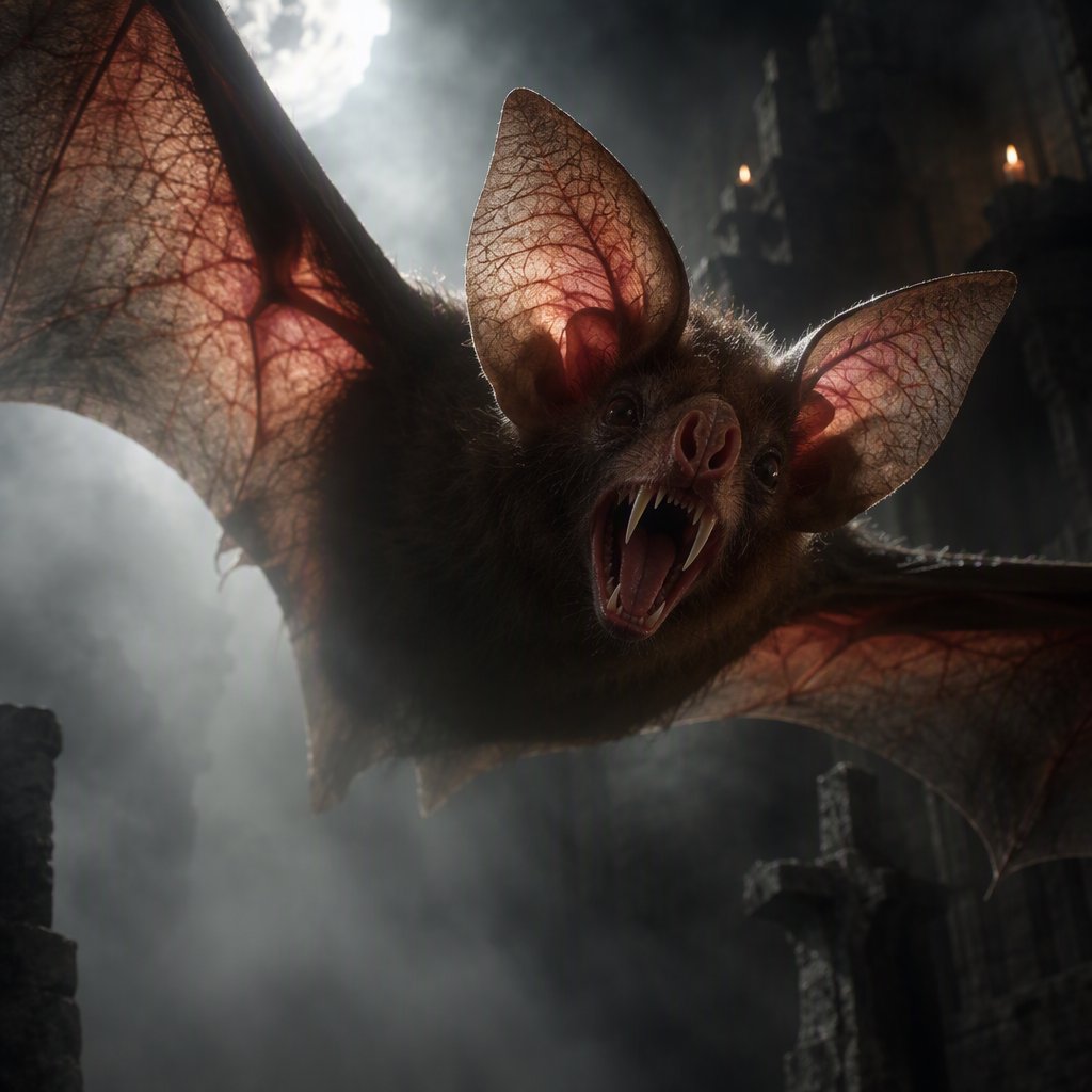 Vampire bat art, volumetric fog, chiaroscuro lighting, subsurface scattering. — GPT Image 2.5 Sunburst