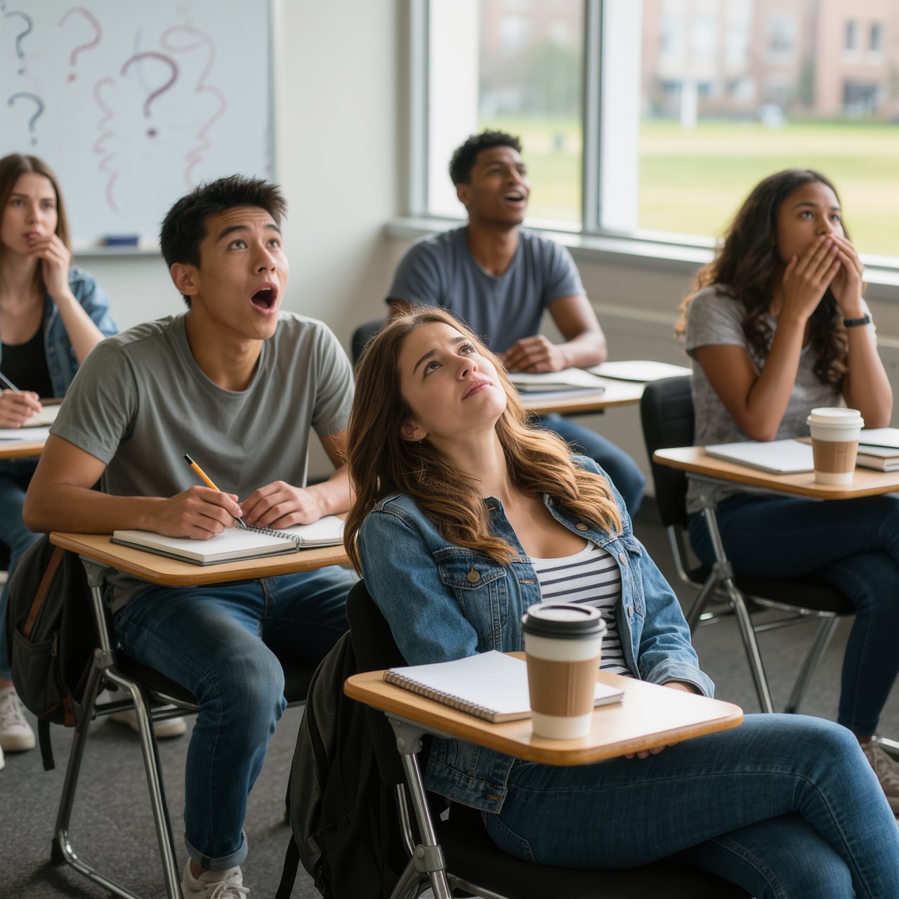 Realistic image. People discovering that their lives were all just a dream at the end of their lives. The whole time, they were just 21-year-old college students who took a nap in class. — Kling v3 Omni