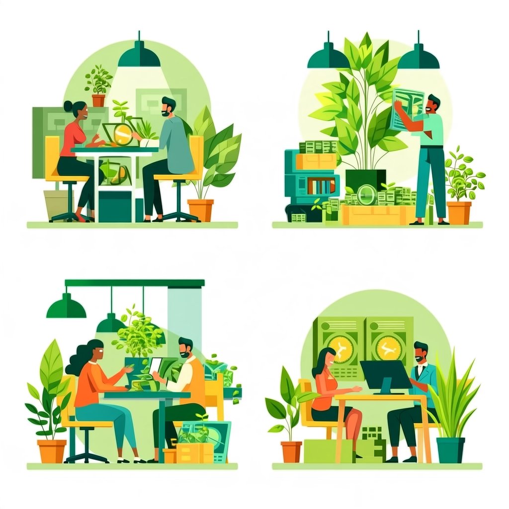 People making successful trades. A totally green day. Making a lot of money (life-changing money). At least 4 scenes. — Midjourney Niji 7