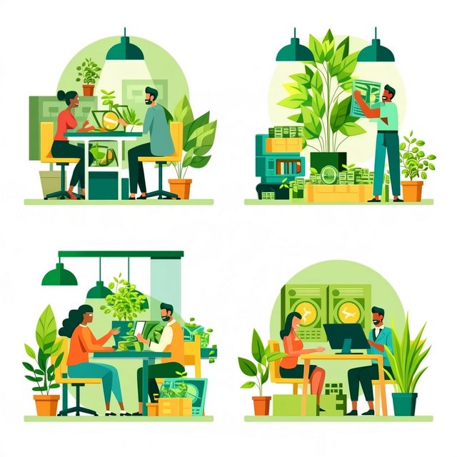 People making successful trades. A totally green day. Making a lot of money (life-changing money). At least 4 scenes. — Midjourney Niji 7