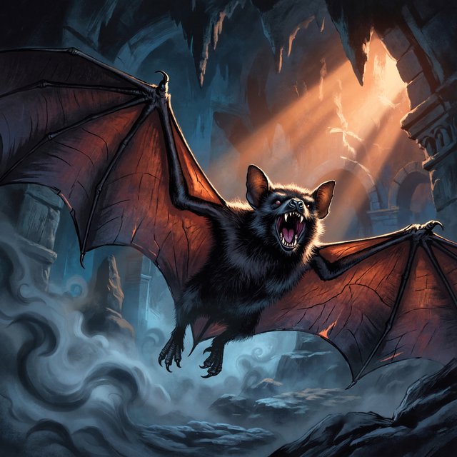 Vampire bat art, volumetric fog, chiaroscuro lighting, subsurface scattering. — Model 10