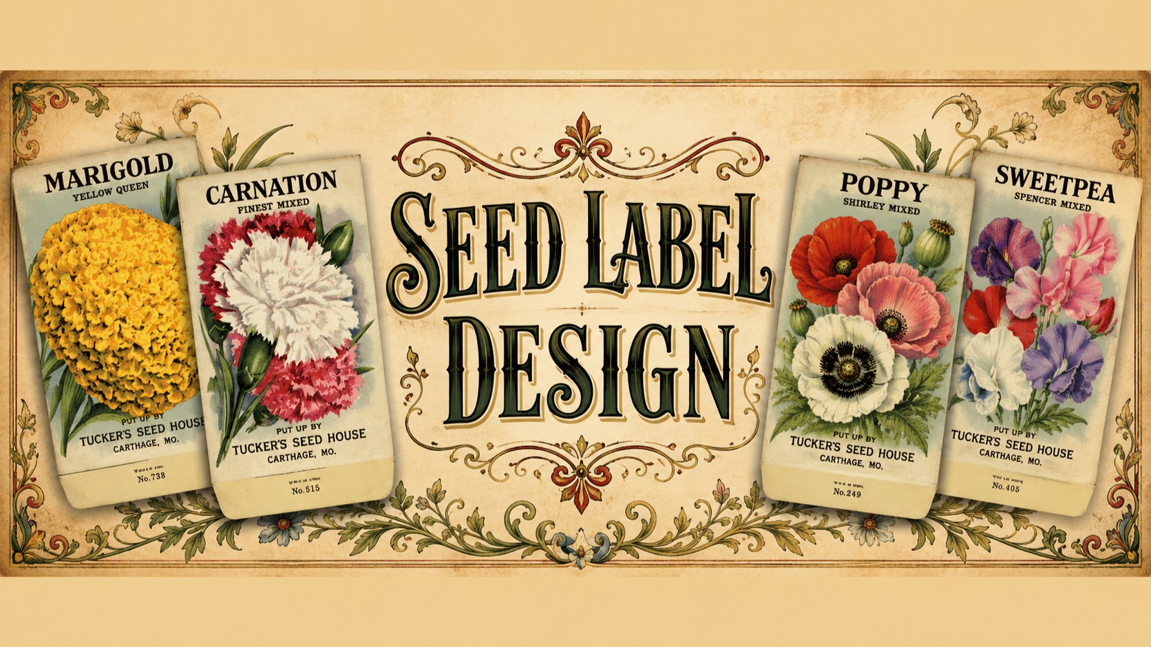 Vintage Flower Seed Packet Design