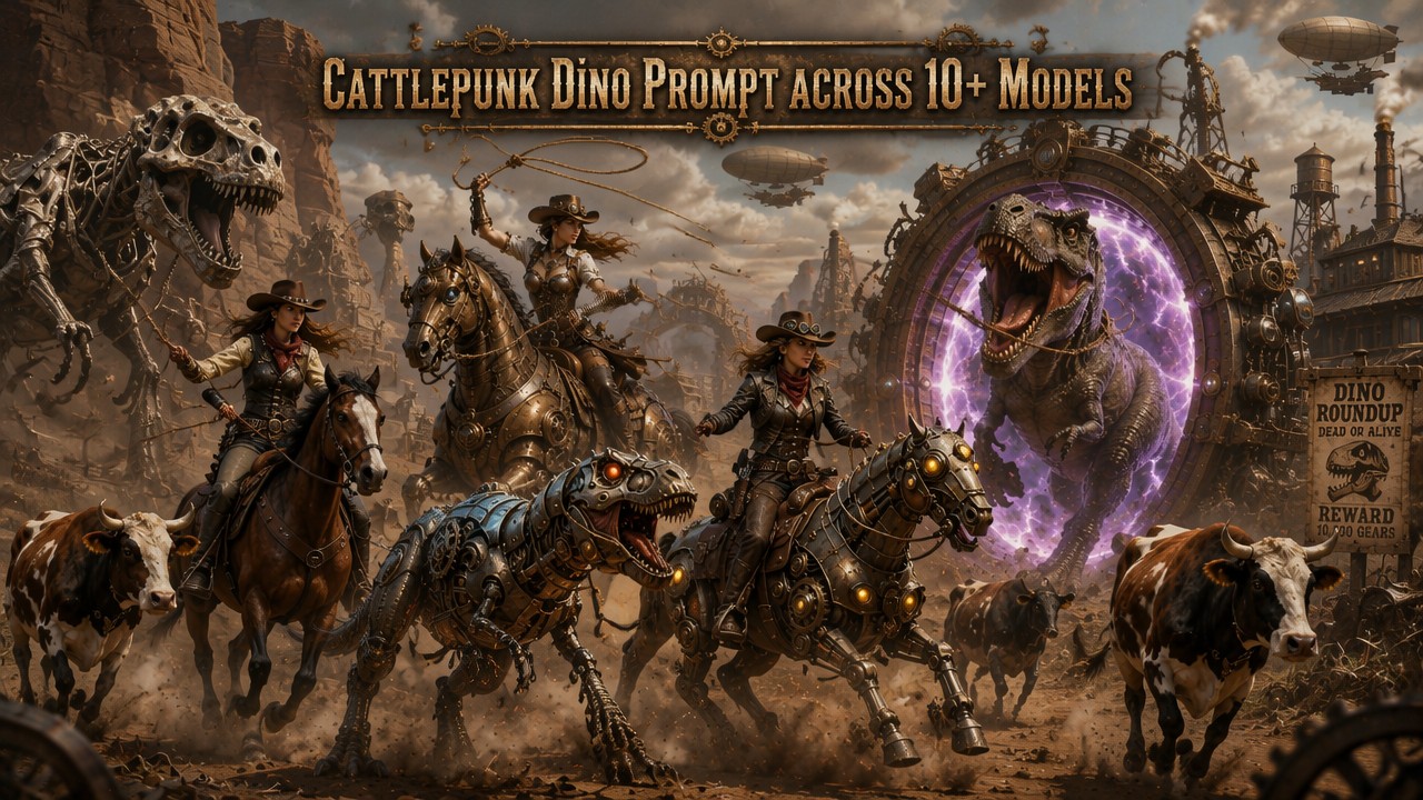 Cattlepunk Dino Prompt across 10+ Models