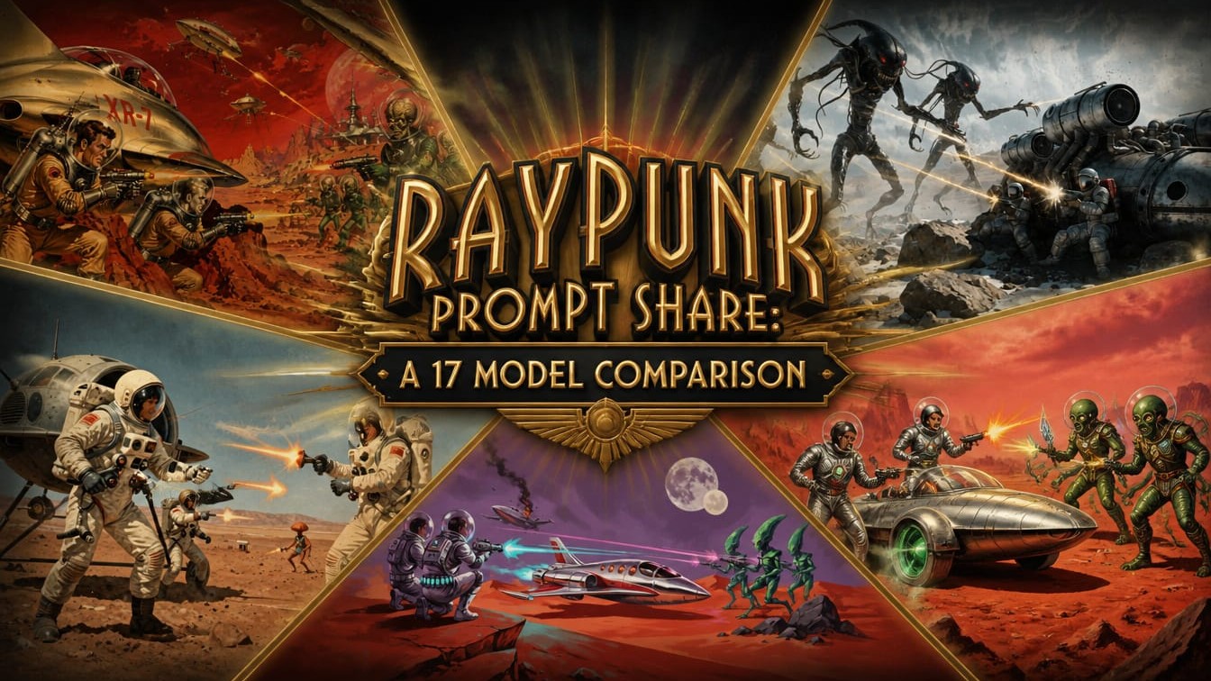 Raypunk prompt: 17 model comparison