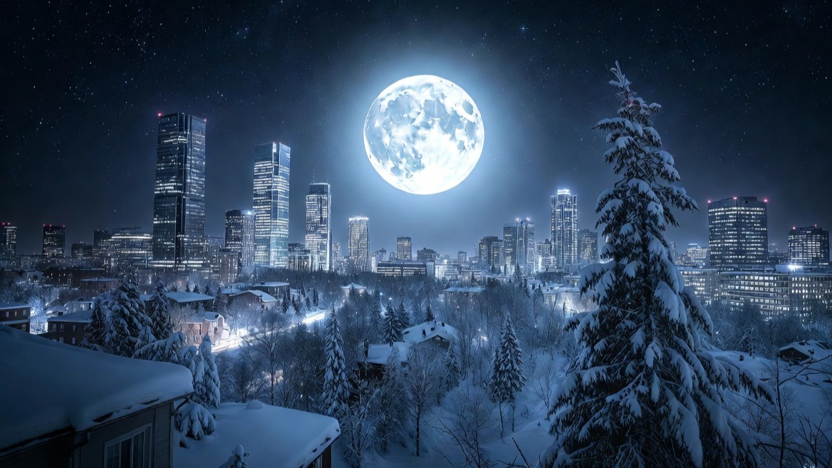 Winter transformed cities: a cosy but beautifull sight