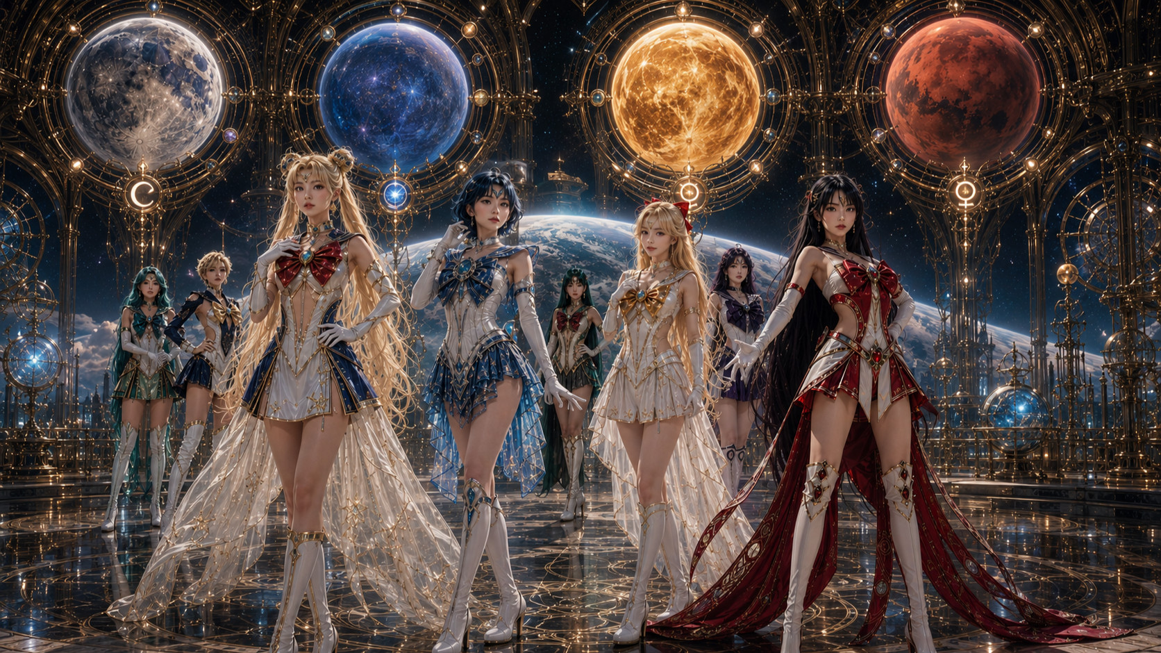 Sailor Moon and the Sailor Senshi (Sailor Guardians) in Orbital Edwardiancore Futurism (Pt1/3)