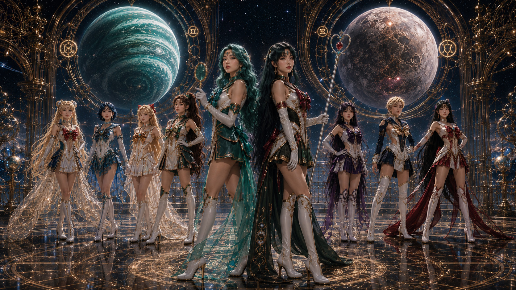 Sailor Moon and the Sailor Senshi (Sailor Guardians) in Orbital Edwardiancore Futurism (Pt3/3)