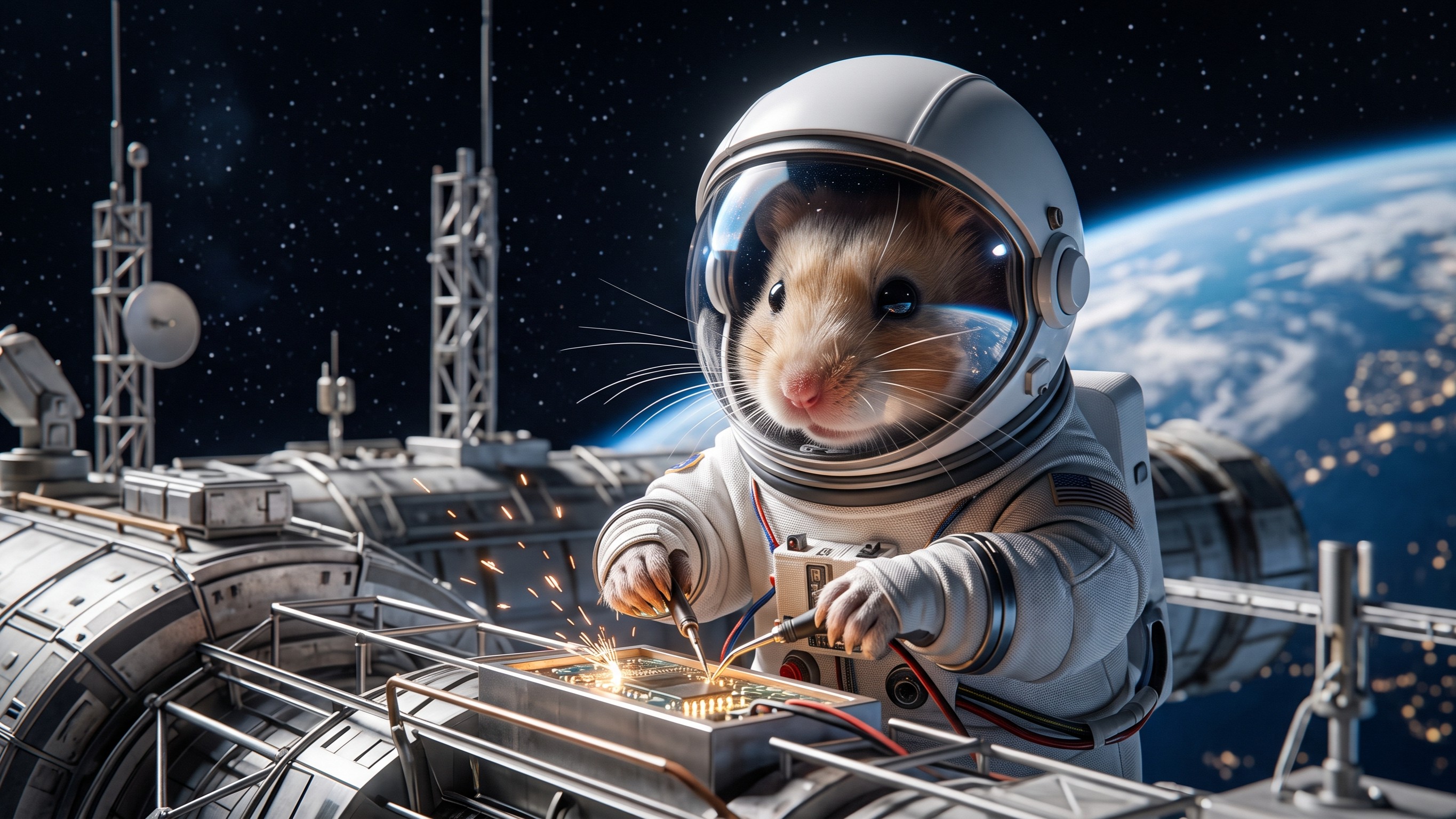 Micro-Astronauts: How to Prompt Zero-G Fur Whisker Physics and Helmet Visor Refraction