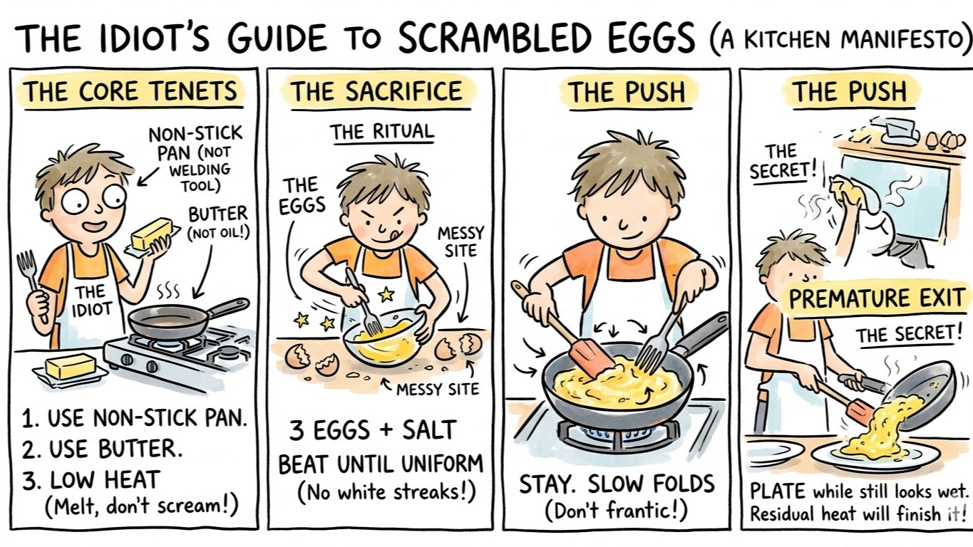 The Idiot’s Guide to Scrambled Eggs: A Kitchen Manifesto