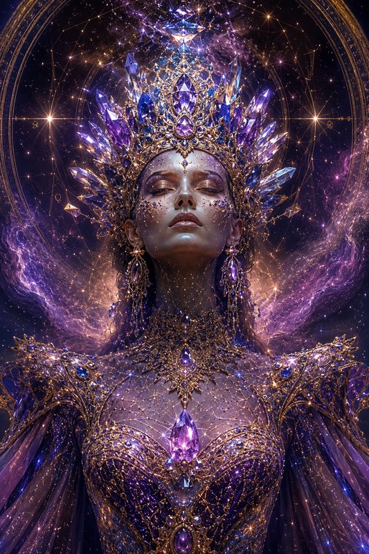 Serene celestial cosmic queen