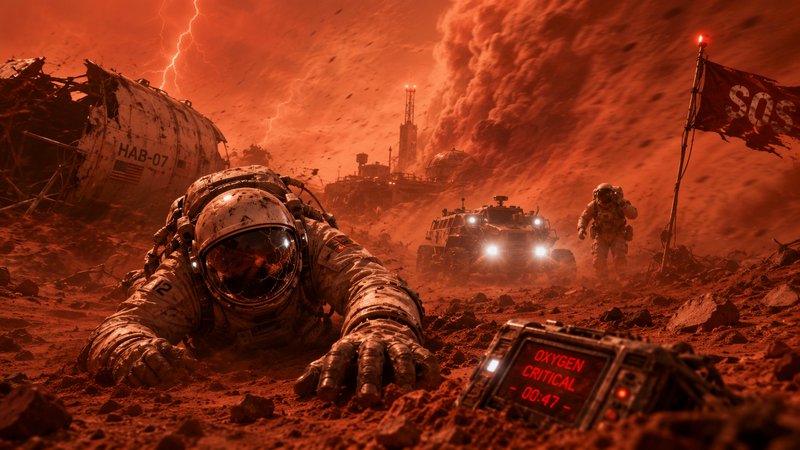 Injured astronaut crawls across storm-wrecked Mars as critical oxygen counts down, a rescuer rush...