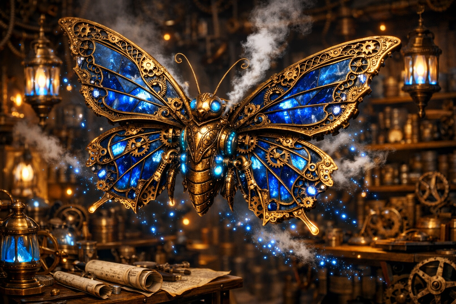 Clockwork Steampunk Butterfly of Brass & Steam