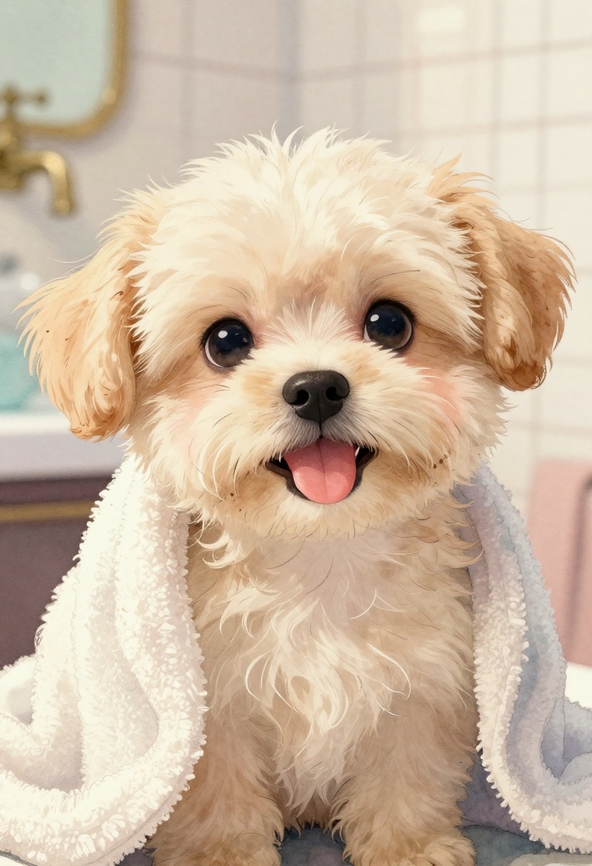 Puppy after bathing