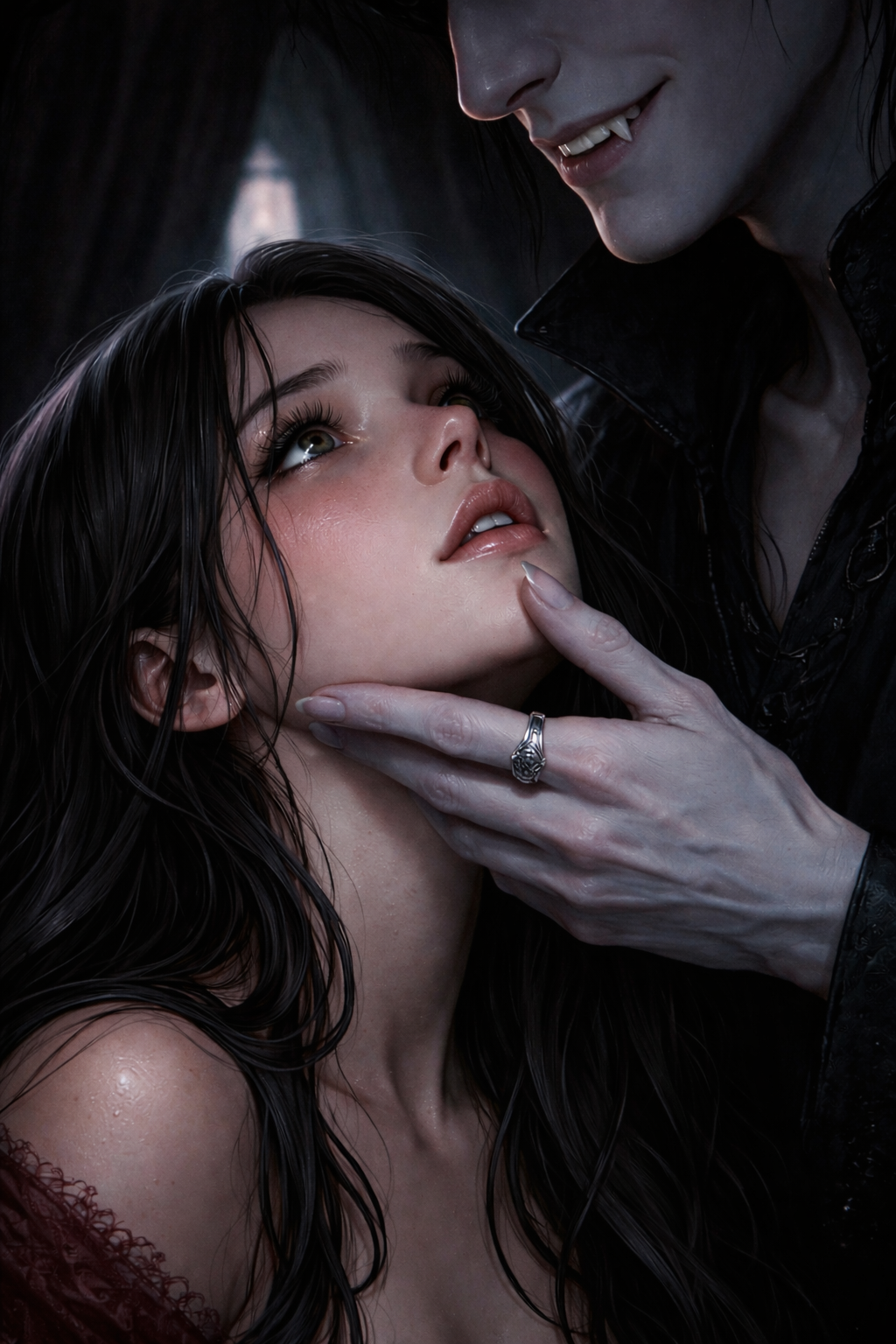 He lifts my chin with gentle might, says, “You’re mine now. Welcome to the night.”