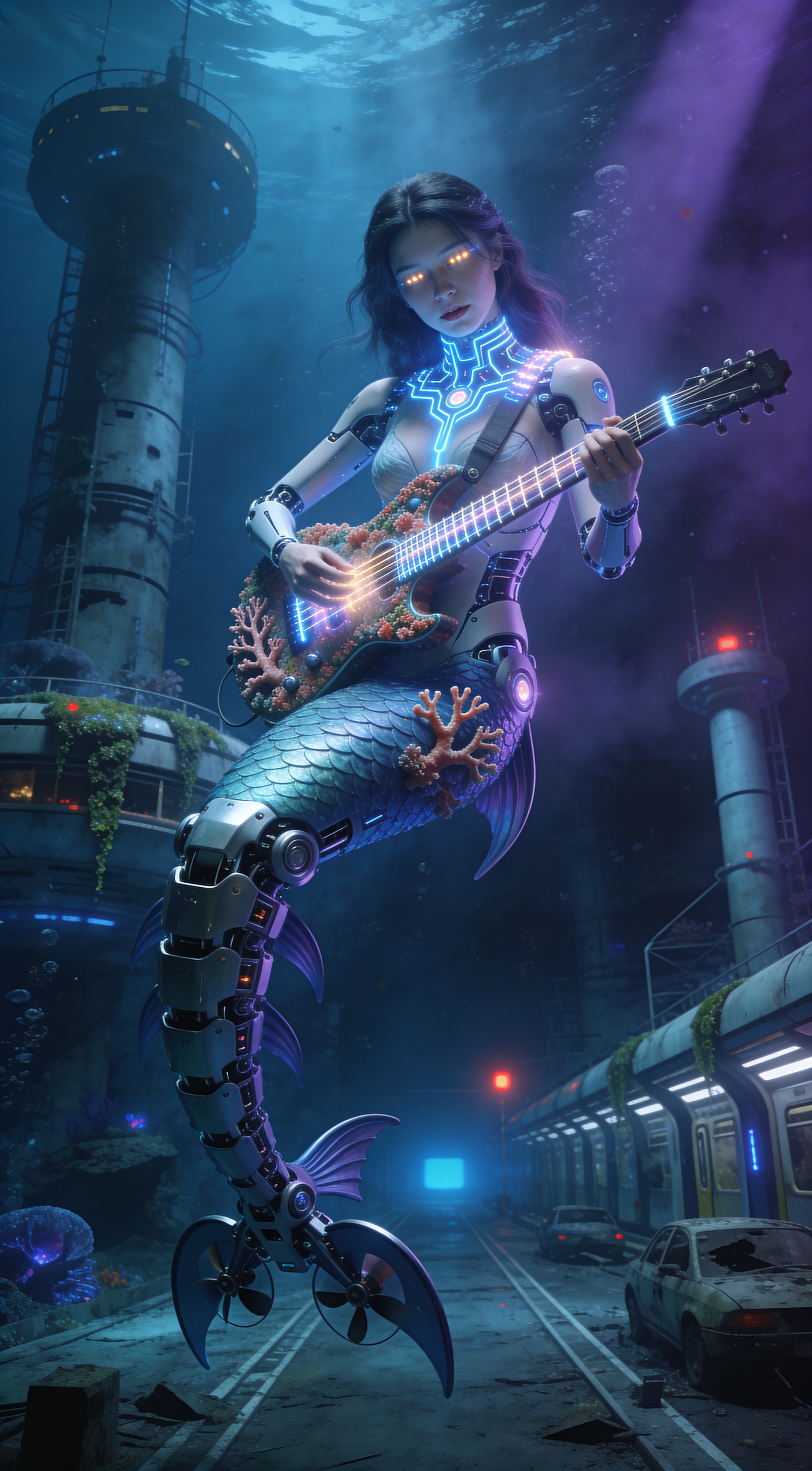 Cyber-Mermaid Rockin' the Deep! 🎸🧜‍♀️