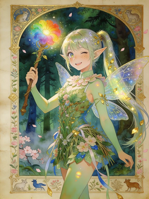 A vibrant fantasy illustration of a cheerful elf f | dimandre1979 on ...