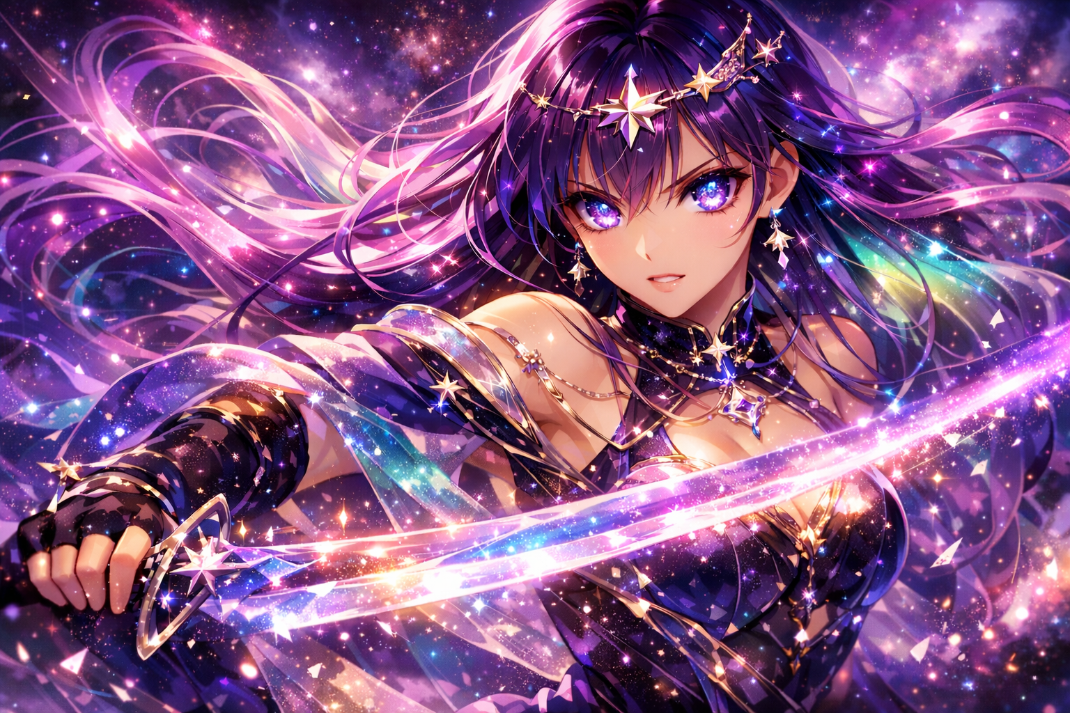 Starlight in her eyes. Infinity in her blade.