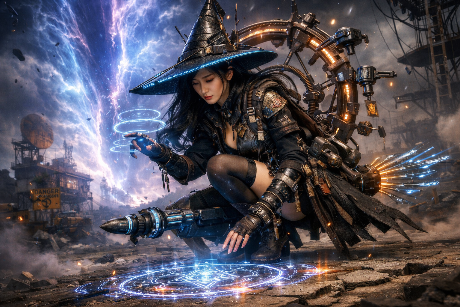 Rift Engineer Witch making final calibrations before entering the rift storm.