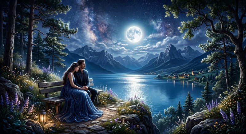 A moonlit night scene shows a couple in elegant at | thedarkrider on ...