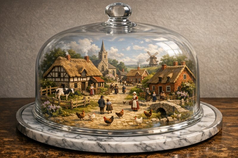 A detailed miniature village diorama encased in a | Bobbie on ...