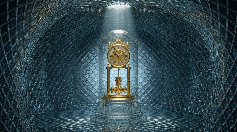 A gilded, antique clock encased in a glass dome st | charlypalermo on ...