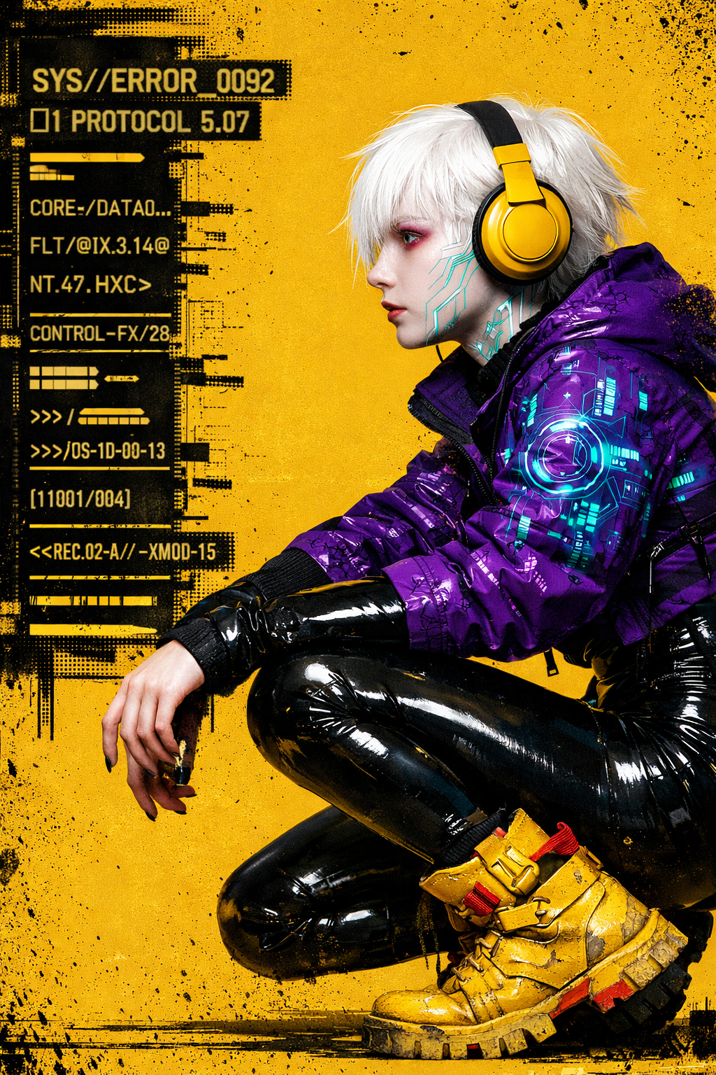 Cyber Girl in bold yellow background