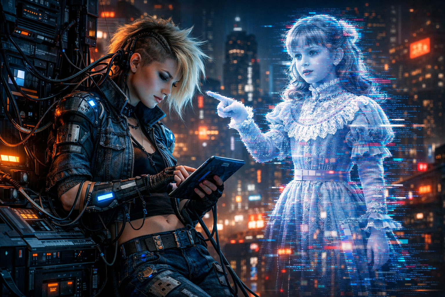 CyberPirate and AI Companion Hacking a MegaCorp