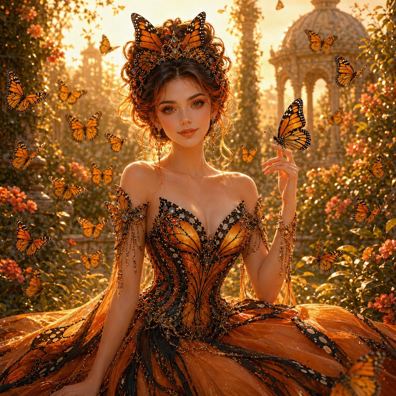 Butterfly dreams in golden light.