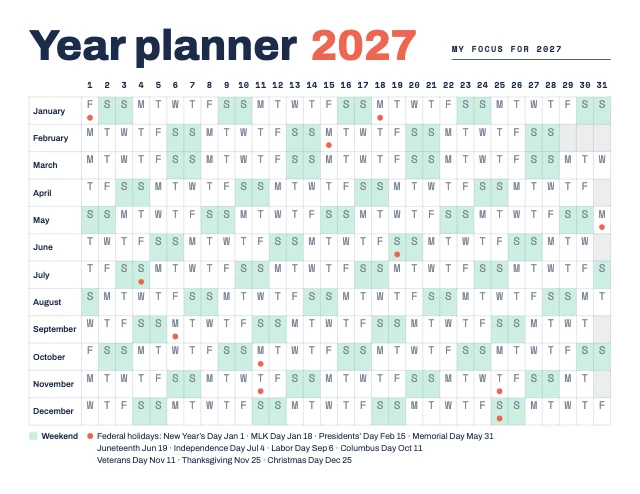 2027 year planner template