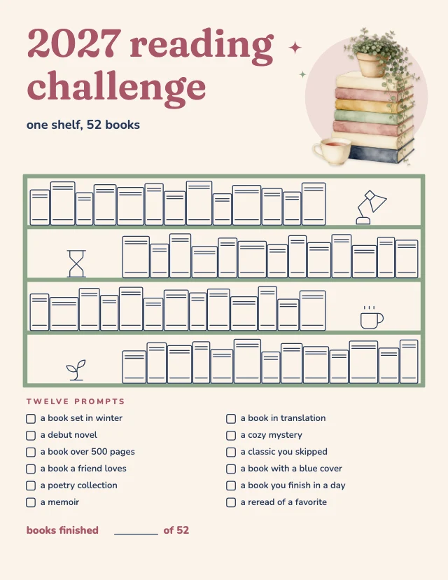 2027 reading challenge printable template