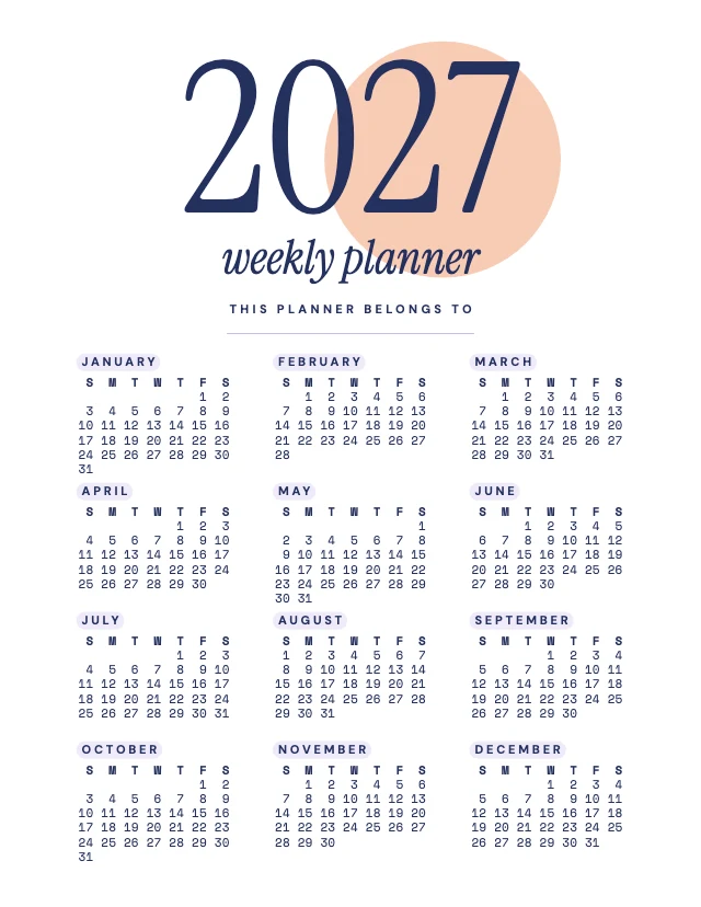 2027 weekly planner template