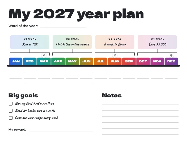 2027 year plan timeline template