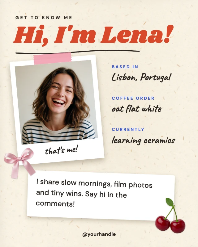 About me scrapbook post template