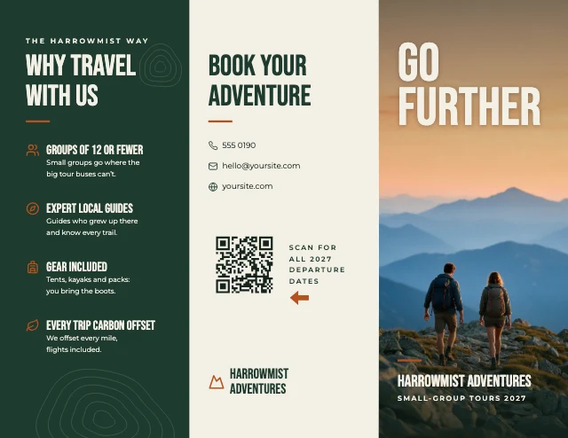 Adventure travel brochure template