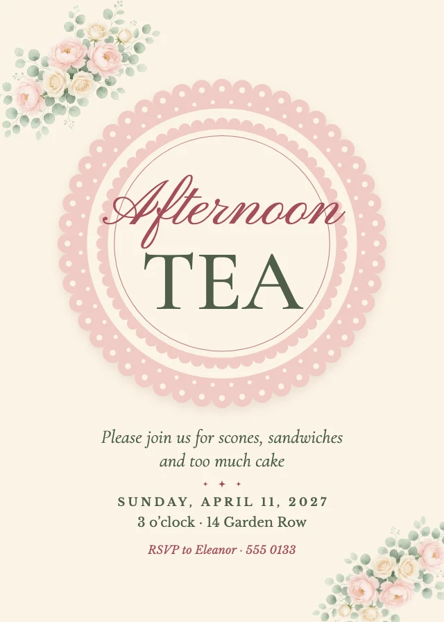 Afternoon tea invitation template