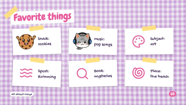 All about me presentation template, page 3 of 8