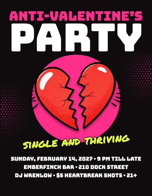 Anti-Valentine’s party flyer template