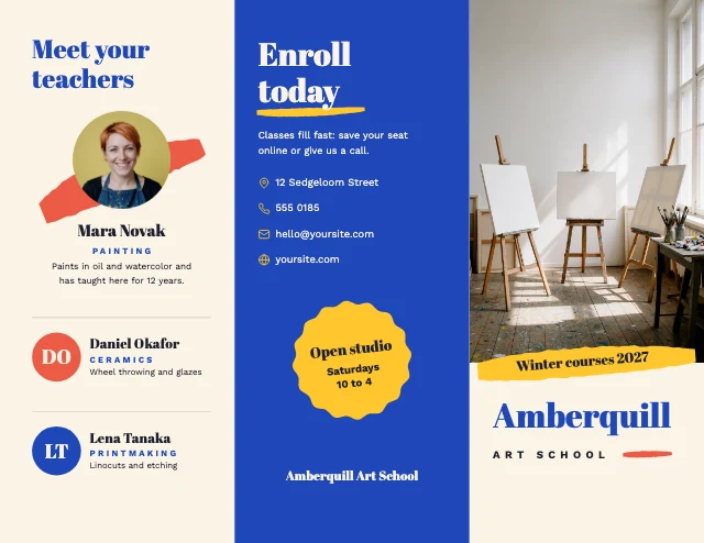 Art school brochure template