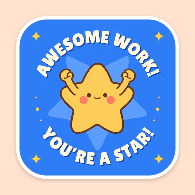 Awesome work star sticker template