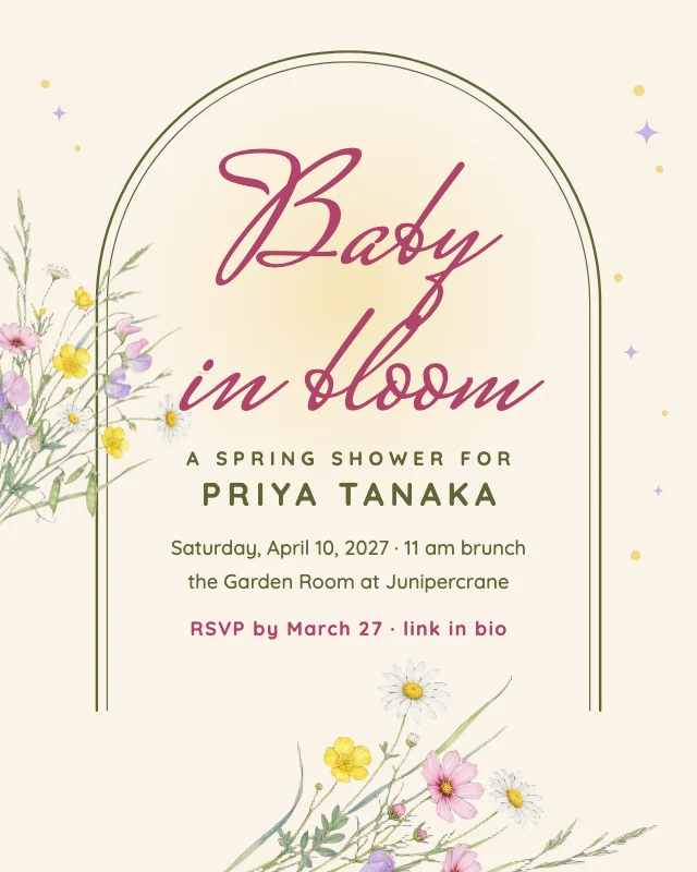 Baby in bloom shower post template