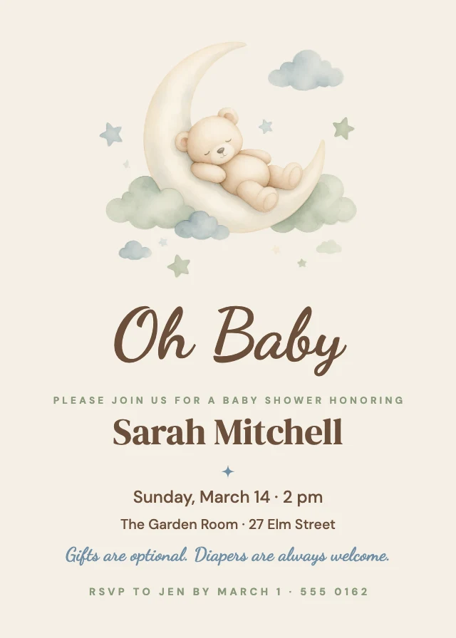 Baby shower invitation template