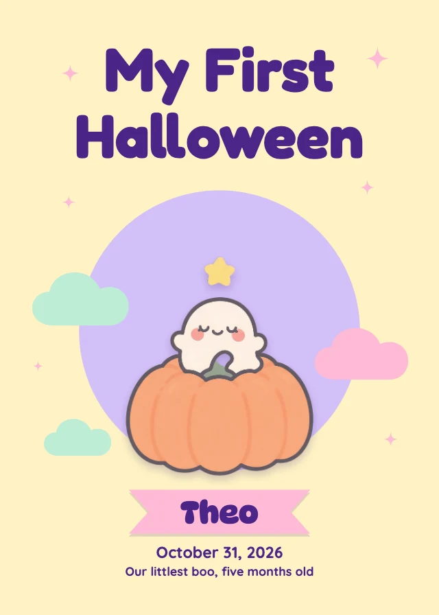 Baby's first Halloween card template