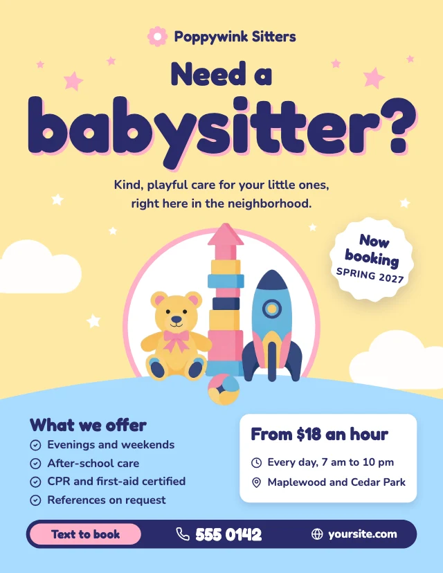 Babysitter services flyer template