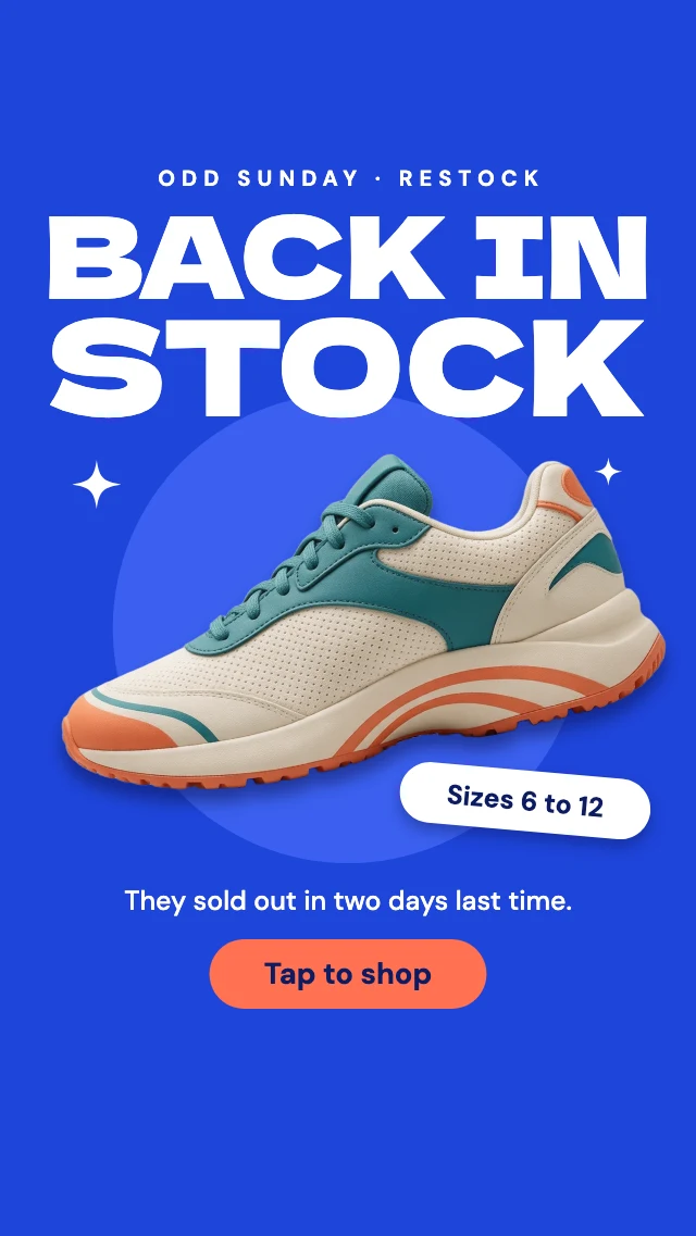 Back in stock sneaker story template