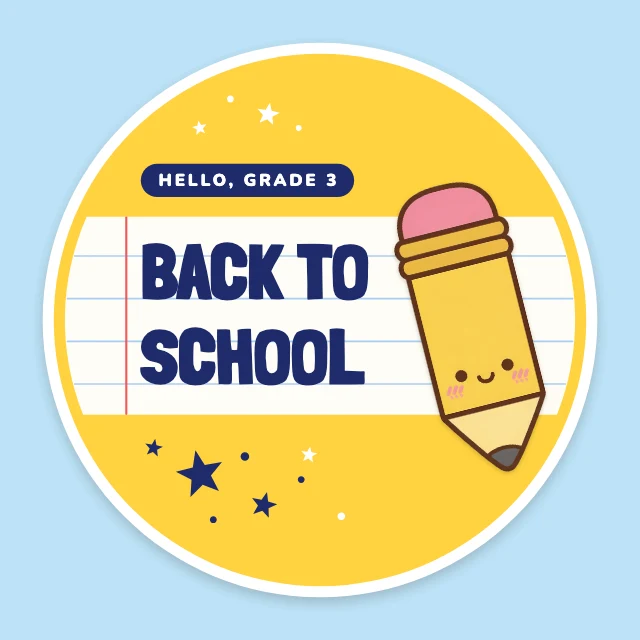 Back to school pencil sticker template