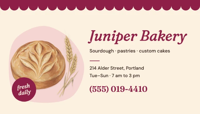 Bakery business card template