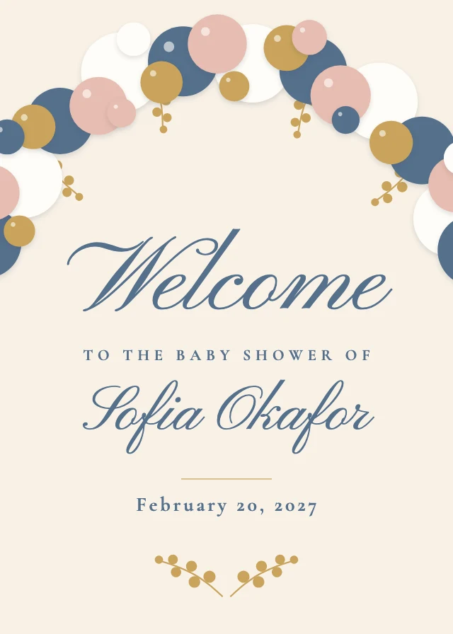 Baby shower welcome sign template