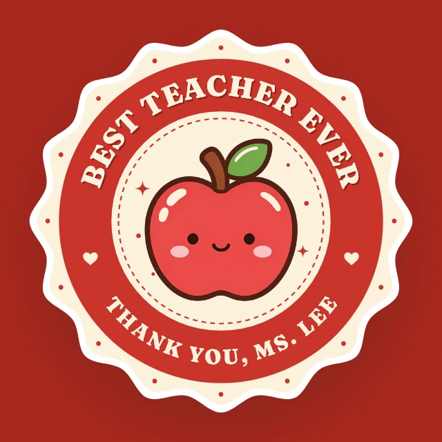 Best teacher apple sticker template