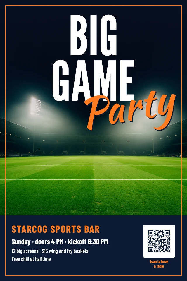 Big game party flyer template