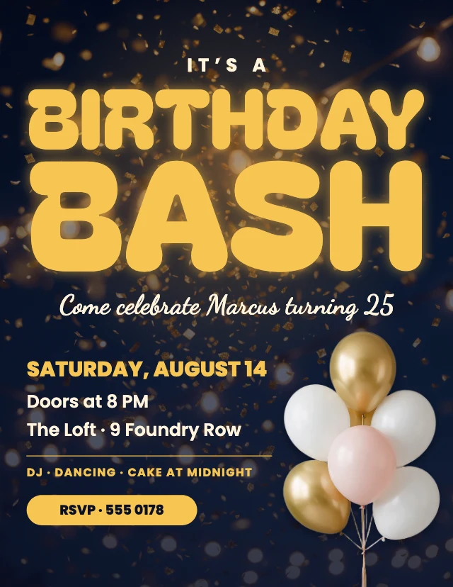 Birthday party flyer template